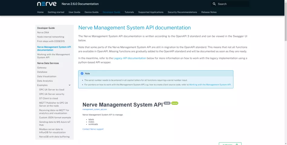 Nerve 2.6.0: Management System API